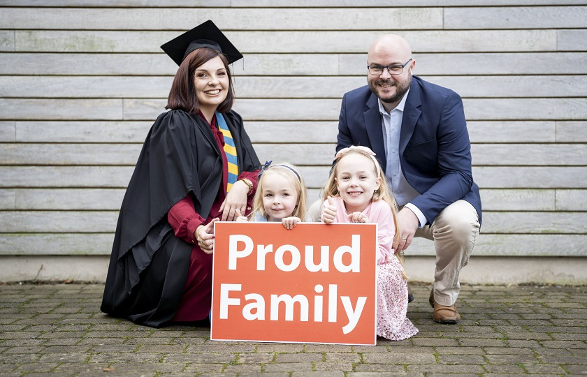 Grace Grant, awarded a Graduate Diploma in Special Education with Olivia, Jenny and Michael Grant.